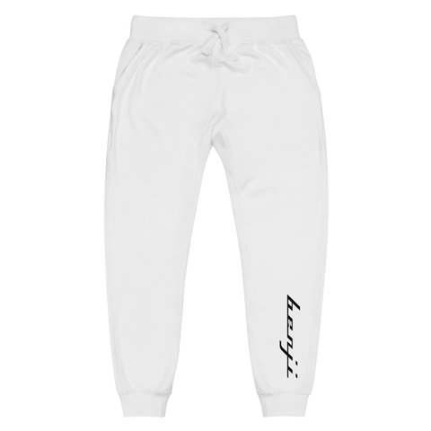 "Benji" White (Black logo) Fleece Sweatpants