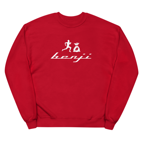 "Original Benji" Red (White logo) Unisex fleece sweatshirt