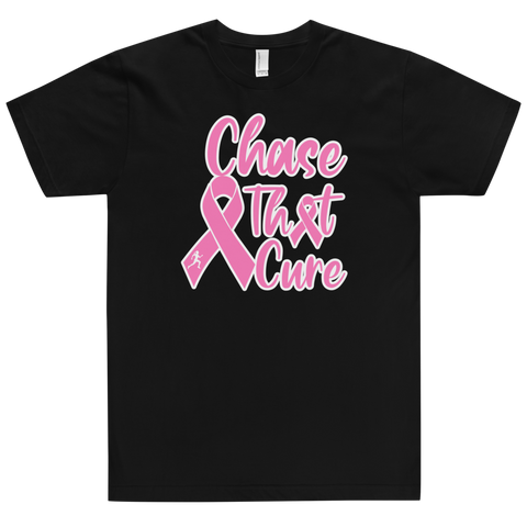 Original Black "Chase That Cure" (Pink/White Outline) logo Unisex T-Shirt