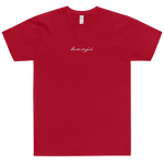 "Single Benji" Red (White logo) Embroidered T-Shirt