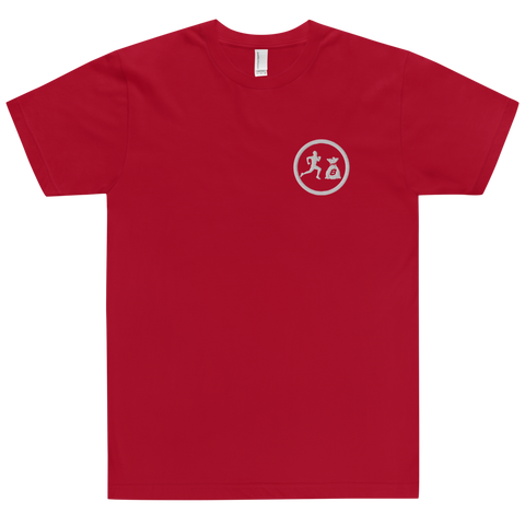 "Run it up circle" Red (White logo) Embroidered T-Shirt