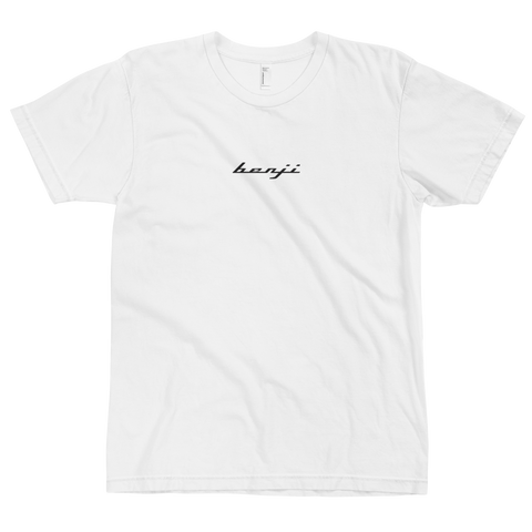 "Single Benji" White (Black logo) Embroidered T-Shirt