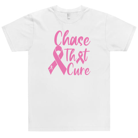 Custom "Chase That Cure" (Pink/White Outline) logo Unisex T-Shirt