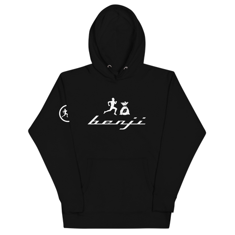 "Original Benji" Black (White logo) W/ Side logo hoodie