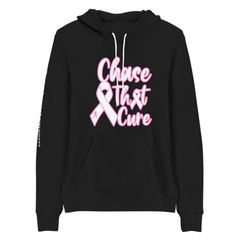 Custom Black "Chase that cure" (White/ Pink outline) logo Unisex hoodie