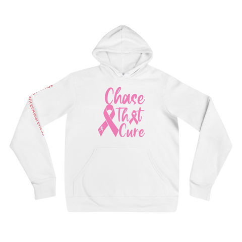 Custom White "Chase That Cure" (Pink/ White outline) logo Unisex hoodie