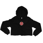 W. "Cir. CTB" Black (Red logo) Embroidered Crop Hoodie