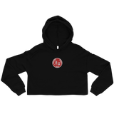 W. "Cir. CTB" Black (Red logo) Embroidered Crop Hoodie