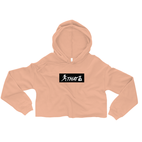 "W. Sup. Chase That bag" Peach (Black logo) Crop Hoodie