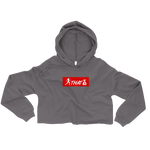"W. Sup. Chase That bag" Storm Grey (Red logo) Crop Hoodie