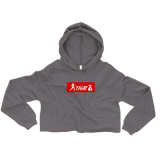 "W. Sup. Chase That bag" Storm Grey (Red logo) Crop Hoodie