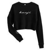 "W. Benji/Runitup" Black (White logo) Crop Sweatshirt