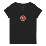 W. "CIR. CTB" Black (Red logo) Embroidered Loose V-Neck T-Shirt