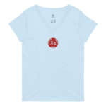W. "Cir. CTB" Crystal Blue (Red logo) Embroidered Loose V-neck t-shirt